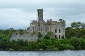 Cruising past islands on Lough Key