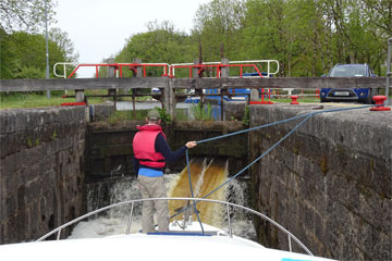 Shannon Boat Hire Gallery - Taking a Kilkenny Class through a Lock