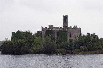 Passing Castle Island on Lough Key