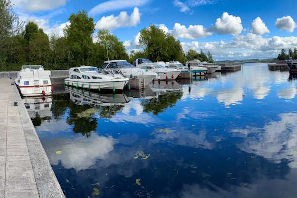 Shannon Boat Hire Gallery - Moored at Portumna Harbour on a Silver Stream