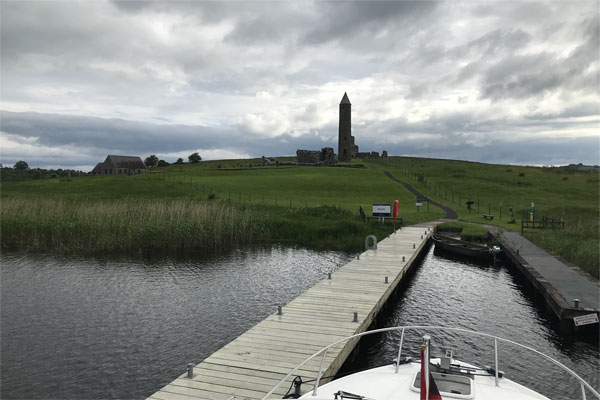 Moored at Devenish Island on Lough Erne