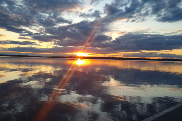 Sunset over a lake on the Shannon