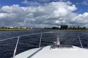 Shannon Boat Hire Gallery - Approaching Athlone on a Carlow Class