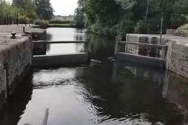 Passing through a lock on the Shannon-Erne waterway
