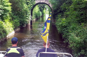 Narrow bridge ahead.