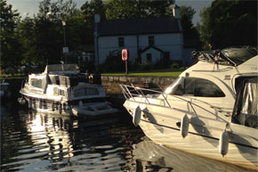 Boats going through a lock