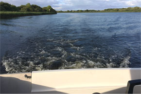 Shannon Boat Hire Gallery - Engine wake on a Carlow Class