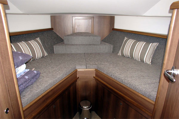 Forward cabin on the Noble Duchess hire cruiser