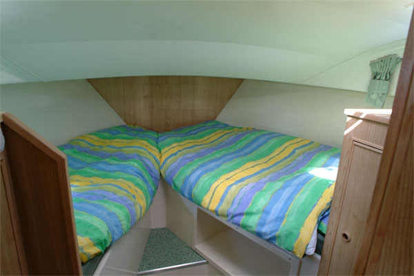 Front Sleeping Cabin on the Elegance Cruiser - Shannon River Boat Hire Ireland