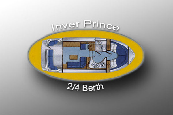 Layout of the Inver Prince 2+2 berth hire boat