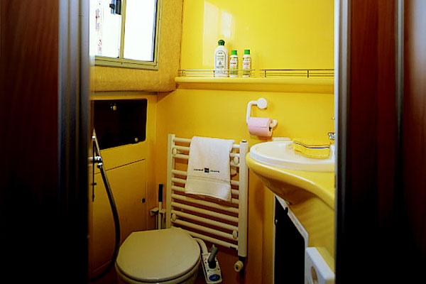 Bathroom on board the P1400