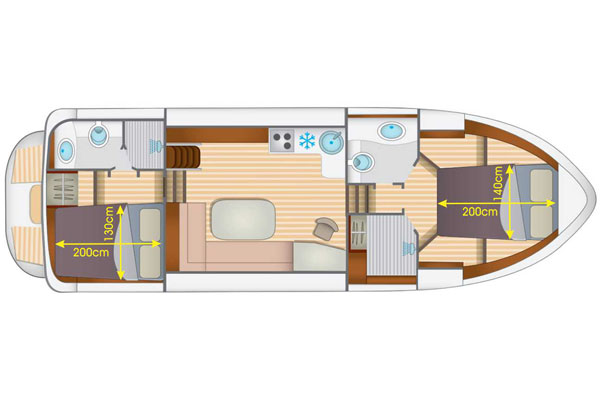 Layout of the Linssen Grand Sturdy Hire Boat