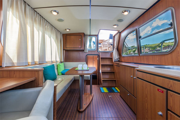 The Saloon on the Linssen Grand Sturdy Hire boat