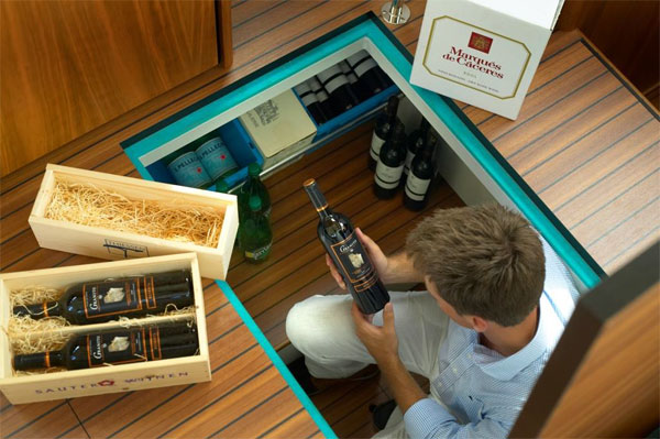 Storage on the Linssen Grand Sturdy Hire Boat.