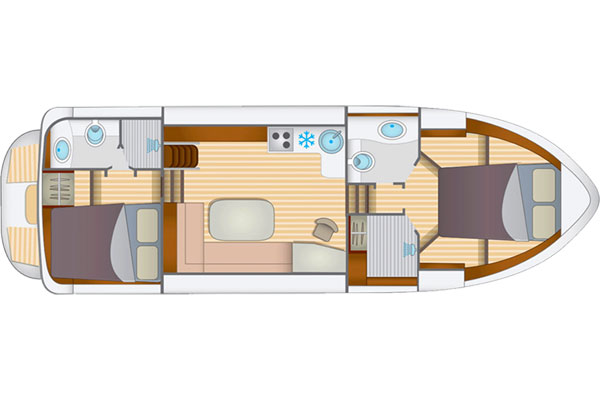 Layout of the Linssen 350 AC Hire Boat
