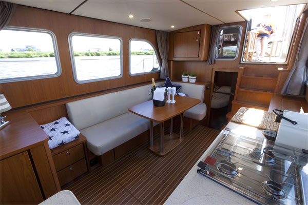 Saloon area on the Linssen 35.0AC Hire Boat.