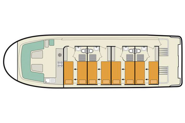 The plan of the Vision 4 Luxury Cruiser on the Irish Waterways