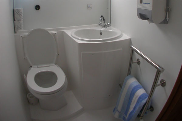 One of the bathrooms on the Wexford Class cruiser.