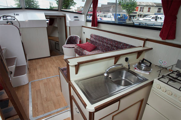 Fully Equipped Galley on the Corvette Cruiser for hire Ireland