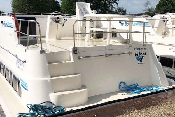 Rear view of the Crusader hire boat.