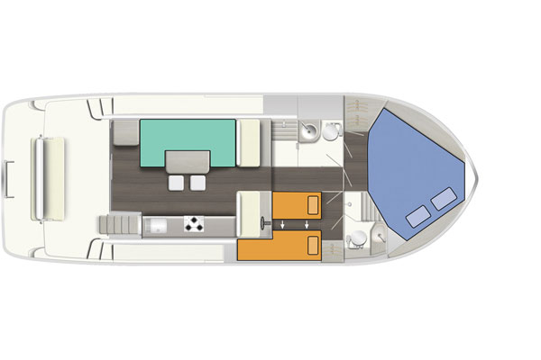 Layout of the Horizon 2S hire Boat