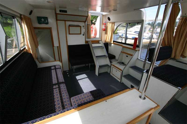 Saloon and steps to flybridge, Kilkenny Class Hire Boat.