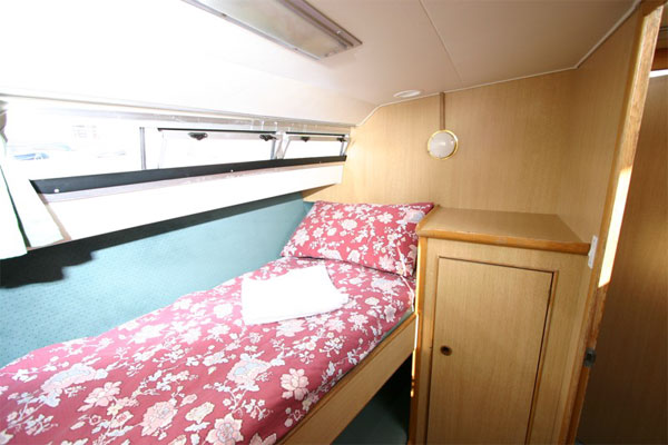 Port side cabin on the Limerick Class hire boat.