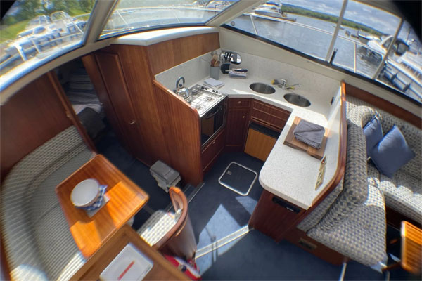Galley on the Noble Lady hire cruiser