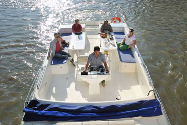 Sundeck on the Vision 3 hire boat.