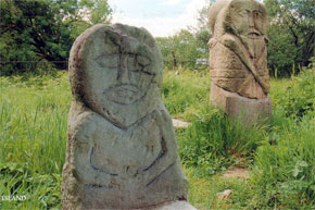 The famous Boa Island Figures on Lough Erne.