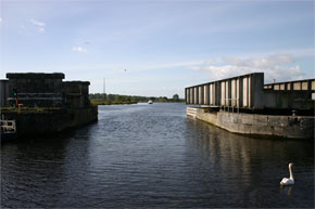 The swing bridge open at Portumna on the Shannon River