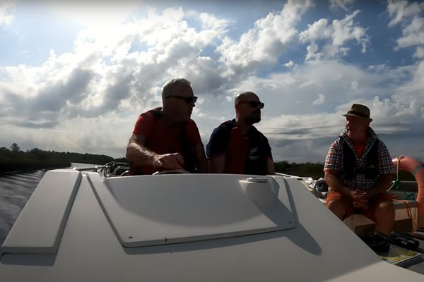 3 old friends taking a Horizon 1 hire boat from Grange lake to Carrick-on-Shannon.