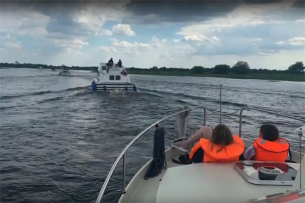 A group of boats cruising on the lower Shannon from Banagher